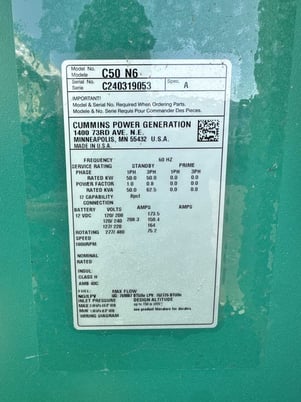 50 KW Cummins #CN50N6, Natural Gas Generator Set, 1800 RPM, 277/480 Volts, 2024 - Image 6