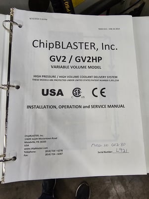 ChipBlaster #GV2-80, High Pressure Coolant System, 1000 psi, 100-gallon tank, (2) 40-liter modules, 10 GPM - Image 5