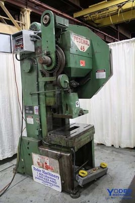 45 Ton, Federal, OBI press, 3" stroke, 11.5" Shut Height, 120 SPM, air clutch & brake, 1992, #63515 - Image 2