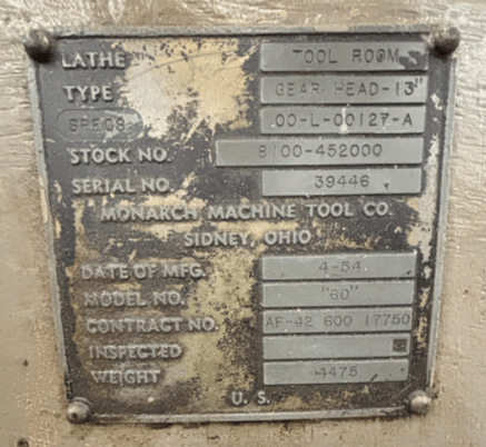 Monarch #60, Tool Room Lathe, 1954 - Image 5