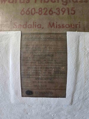 1042 gallon Edwards, Fiberglass Tank, Water Holding Tanks (2 available) - Image 5