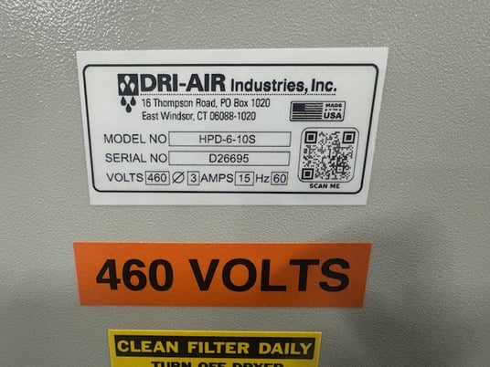 Dri-Air #HPD-6, 60 lb./hr. material dryer with 200 lb. capacity hopper, 50 CFM, -100&deg;F dewpoint, 2026 - Image 7