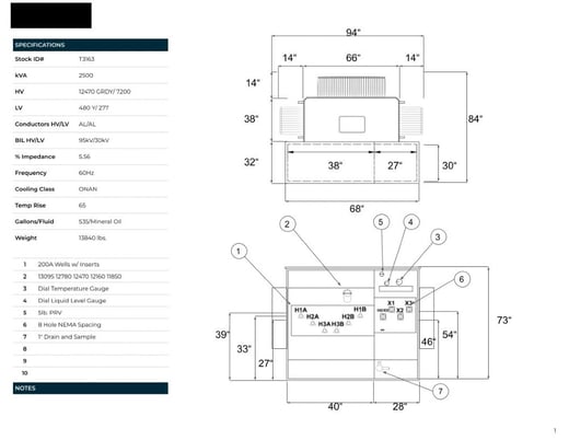 2500 KVA 12470GrdY/7200 Primary, 480Y/277 Secondary, PAD, Recon (shipment available in 10 days) - Image 1