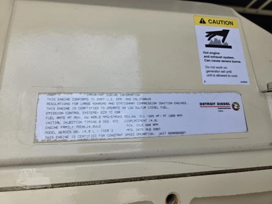 355 KW Kohler #350REOZDD, Diesel Generator Set, 1800 RPM, Detroit Diesel engine, 480 Volt, 1519 hours, 2007 - Image 9