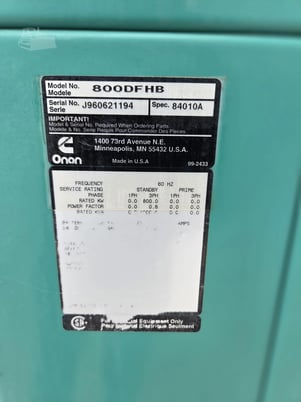 800 KW Cummins #800DFHB, Stationary Generator Set, 480 Volt - Image 7