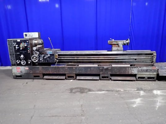 24" x 120" Sharp #24120V, Lathe, tailstock, 12" chuck, 4' bore, 220 V. - Image 2