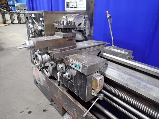 24" x 120" Sharp #24120V, Lathe, tailstock, 12" chuck, 4' bore, 220 V. - Image 3