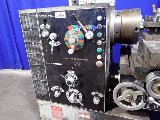 24" x 120" Sharp #24120V, Lathe, tailstock, 12" chuck, 4' bore, 220 V. - Image 5