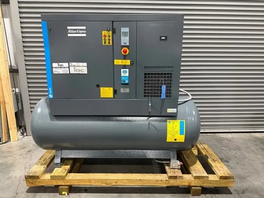128 psi, Atlas Copco #G7FF, rotary screw air compressor, 10 HP, 2021 - Image 1