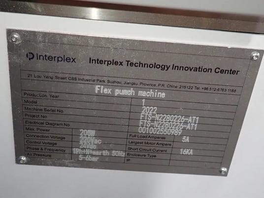Interplex #2022, Flex Punch Machine, 33" x 14" Size, 5-6 bar, 200 Watts, 220 V - Image 10