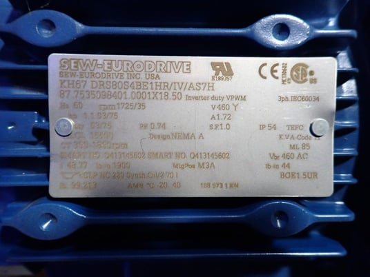 22" Motion Index Drives #TMF2000-14-350-RH-CV100-6, Indexing Table, 1.1 HP, 1725/35 RPM, 460 V, 2017 - Image 3