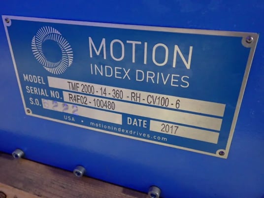 22" Motion Index Drives #TMF2000-14-350-RH-CV100-6, Indexing Table, 1.1 HP, 1725/35 RPM, 460 V, 2017 - Image 7