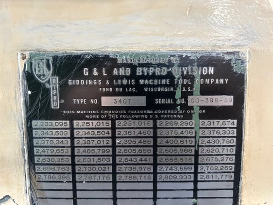 4" Giddings & Lewis #340T, table type horizontal boring mill, 48" x 96" T-slotted table, #50 spindle with - Image 6