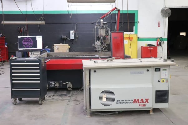 Omax #Maxiem-1515, CNC 4-head waterjet, 5.2' x 5.2'table, 50 HP, 60000 psi, abrasive hopper, 2021 - Image 1