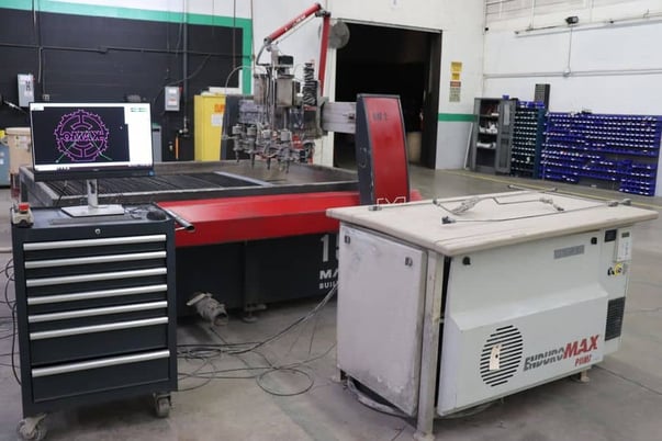 Omax #Maxiem-1515, CNC 4-head waterjet, 5.2' x 5.2'table, 50 HP, 60000 psi, abrasive hopper, 2021 - Image 2