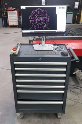 Omax #Maxiem-1515, CNC 4-head waterjet, 5.2' x 5.2'table, 50 HP, 60000 psi, abrasive hopper, 2021 - Image 5