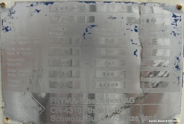 Fryma #VME-2400, Vacuum Mixer, 2400L, Dual Agitators, Stainless Steel, Sanitary - Image 7