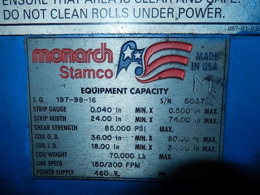 Monarch Stamco hydraulic shear, 74" x .040"-.500", #64303 - Image 5