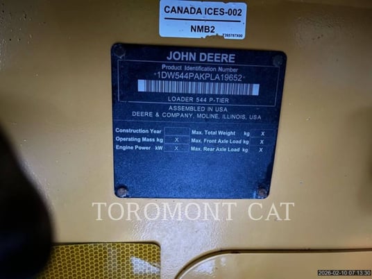 Deere & Co. 544P, Wheel Loader, 2776 hours, S/N: PLA19652, 2023 - Image 6