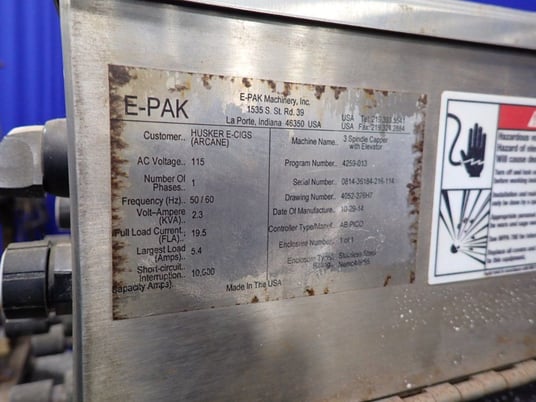 E-Pak Machinery, 3-Spindle Capper, 2.3 kVA, 115 V, 2014 - Image 3