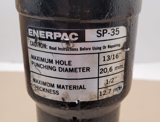 35 Ton, Enerpac #SP35, hydraulic punch, .31"-.81" hole, spring return cylinder, CR400 coupler - Image 10