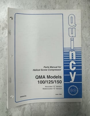 Original Quincy QMA #100/125/150 Screw Compressor Parts Manual 50026-EA - Image 1