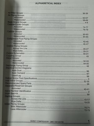 Original Quincy QMA #100/125/150 Screw Compressor Parts Manual 50026-EA - Image 6