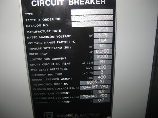 2000 Amps, Square D, V5D3253Y000 - Image 2