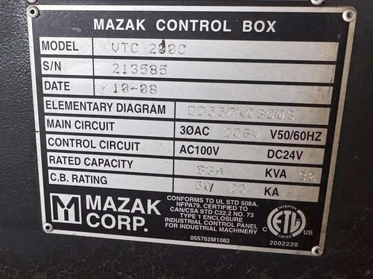 Mazak #VTC-200C, CNC vertical machining center with Mazatrol 640mn control, 2010 - Image 10