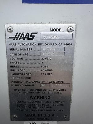 Haas #VF-2SS, CNC vertical machining center, 2005 - Image 8