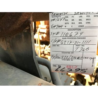 422 HP Komatsu #SA6D140E-3, Engine - Image 3