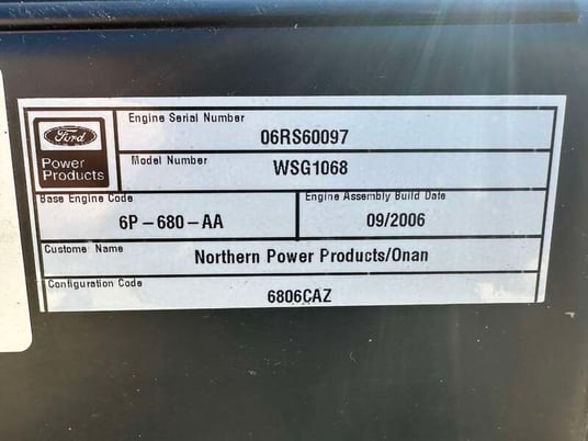 70 KW Cummins #GGHF, Natural gas / propane generator set, 87 hours, 126 HP @ 1800 RPM, Ford WSG1068 6.8L - Image 10