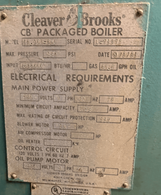 200 HP Cleaver-Brooks #CB100-200, firetube boiler, 150 psi, Honeywell ctrl, 1981 - Image 3
