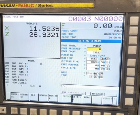 Daewoo Doosan #Puma-GT3100, 2-Axis CNC lathe, Fanuc i Control, 28.3" swing, 4" bar, hydraulic 3-jaw 12" - Image 6