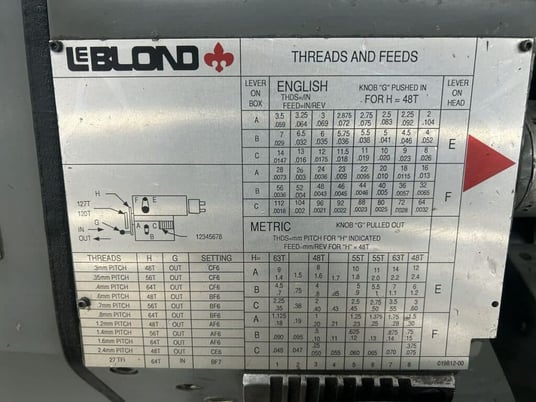 15" x 54" LeBlond #Regal, Servo shift engine lathe, Buck 3-jaw 8-1/4" chuck, chuck guard, inch/metric threads - Image 10