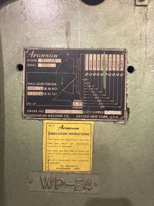 40000 lb. Aronson #HD400A, vari-speed welding positioner, 84" table, 135&deg; tilt table, 360&deg; table rotation - Image 3