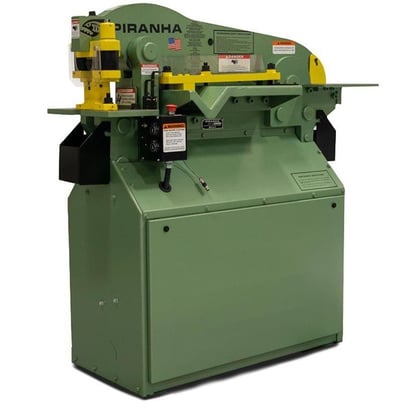 3" x 3" x 3/8" Piranha #P-50, hydraulic ironworker, 50 ton, 5" throat, mechanical holddown - Image 1