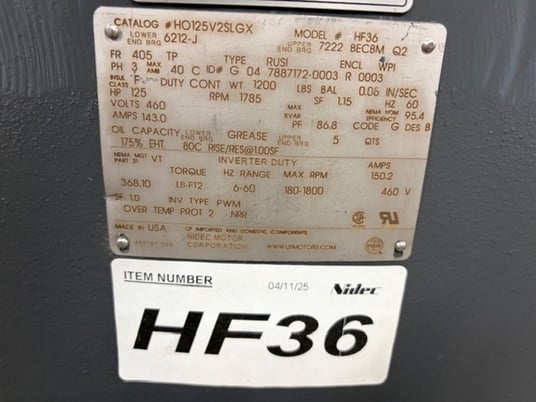 125 HP 1800 RPM U.S. Motors cat: ho125v2slgx, Frame 405TP, weather protected enclosure type 1, VHS, vertical - Image 2