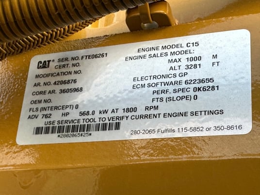 500 kW Caterpillar #C15, open skid mount, 480 Volts, New, 2024 Model - Image 9