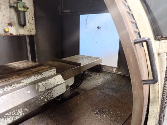 Johnford #SV-45, CNC vertical machining center, 20" x48" capacity, Fanuc 18-m, oil cooler, chip pan, 2000 - Image 7