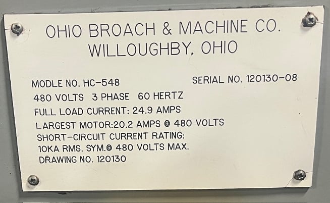 5 Ton x 48" stroke, Ohio #HC548, horizontal broaching machine, 4" cylinder bore diameter, 2008 - Image 6