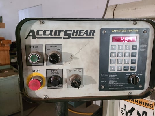 1/4" x 12' Accurshear #625012, Hydraulic Power Squaring Shear, SC2 cnc, 36" Back Gauge, 20/46 SPM, 20 HP, 36" - Image 9