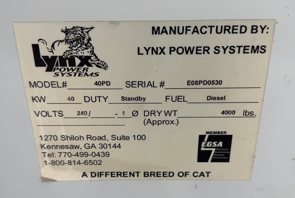 40 KW Lynx / Perkins #40PD, railer-Mounted Diesel Generator, 120/240 Volts - Image 6
