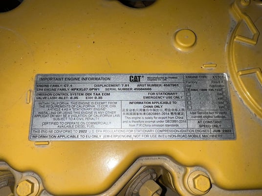 200 KW Caterpillar #D200GC, Diesel Generator Set, Sound Attenuated Enclosure, 4364 HP @ 1800 RPM CAT C7.1 - Image 8