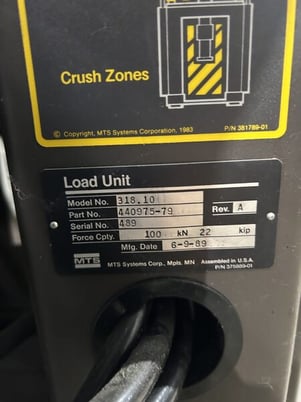 22 KIP (100kN) MTS #318.10, Fatigue Frame, 20.75" x 8.25" table, 54" test opening, 6" stroke actuator, 3000 - Image 4