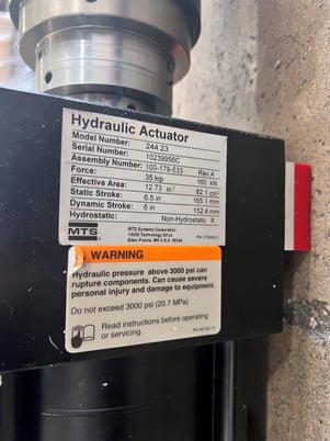 MTS #244.23, Hydraulic Actuator, 35 KIP (160kN), 12.73 in area, 6" dynamic stroke, 6.5" static, MTS manifold - Image 5