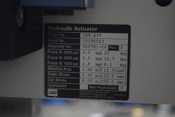 5.5 KIP (25kN), MTS #858 Mini Bionix II axial torsional fatigue load frame, 2 columns, 17-1/2" btwn columns - Image 8
