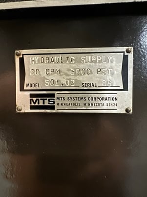 40 HP MTS #501.02, hydraulic power supply, 20 gpm, 3000 psi, 460 V., water cooled heat exchanger - Image 2