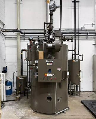 50 HP Fulton #FB-050-A, Classic Vertical Tubeless Steam Boiler Package, 150 PSI, Natural Gas, 1725 PPH - Image 1