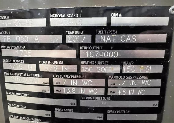 50 HP Fulton #FB-050-A, Classic Vertical Tubeless Steam Boiler Package, 150 PSI, Natural Gas, 1725 PPH - Image 6